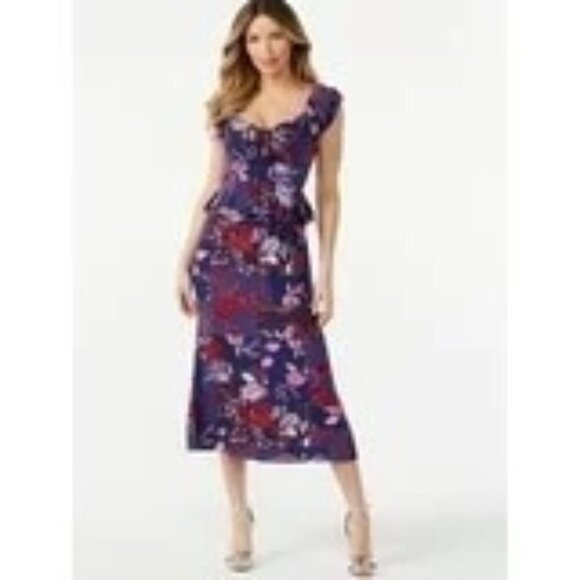 New Sofia Jeans by Sofia‎ Vergara Women S Ruffle Sweetheart Midi Dress Size XXL - Picture 1 of 11